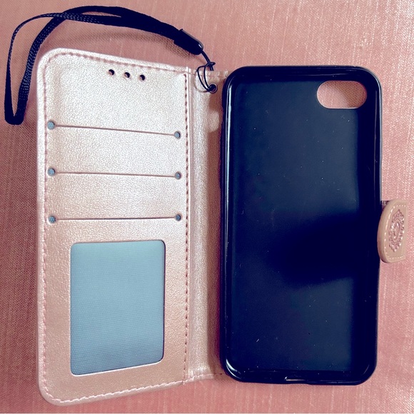 Apple iphone8 case~Pink Vegan Leatherette~Magnetic Closure~Slots for cards & ID - Picture 2 of 2